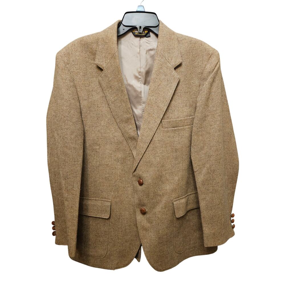 Vintage Men's brown wool tweed sport coat jacket Size 44R